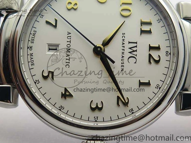 MIROTIME 0415 WaterResistant Da Vinci IW356601 SS MKF 1:1 Best Edition White Dial On Black Leather Strap A 7232